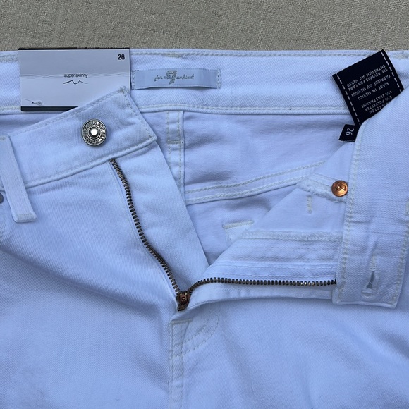 7 FOR ALL MANKIND bright white 2 silver side stripes SKINNY HIGH RISE JEANS 26 - Picture 13 of 13